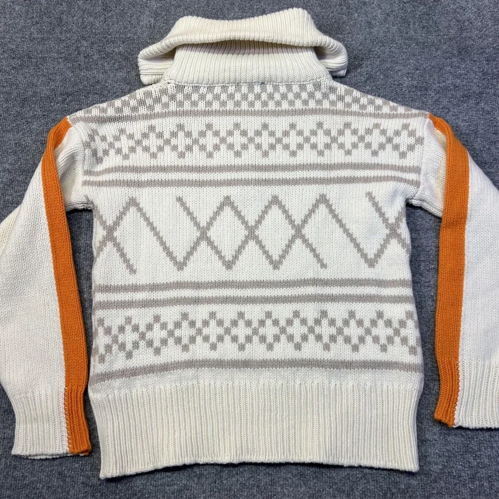 We Norwegians Sweater Womens XS White Merino Wool Cashmere 1/4 Zip Fair Isle Ski